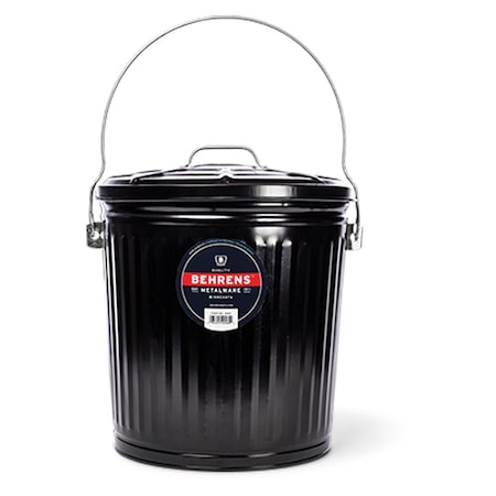 Behrens 7.5 Gallon Ash Pail, Black Galvanized Steel B907PK